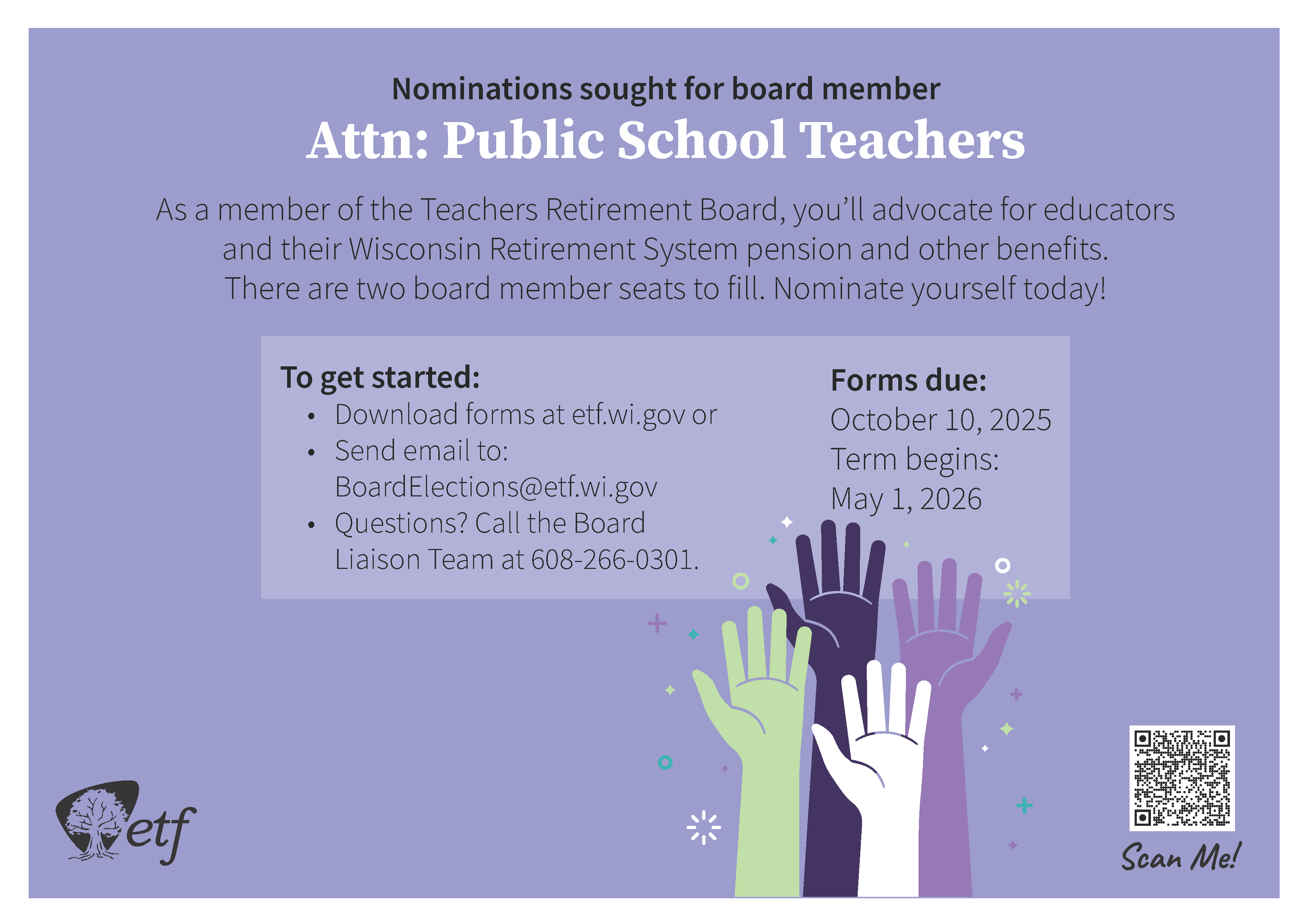 Nominations sought for board member. Attn: Public School Teachers