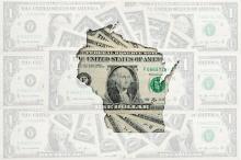 Wisconsin silhouette in money