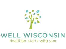 Well Wisconsin logo with tree and tagline, "Healthier starts with you"