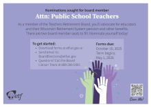 Nominations sought for board member. Attn: Public School Teachers