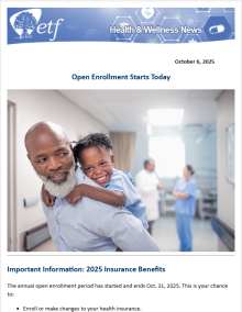 A parent piggybacks his child. Healthcare workers are discussing in the background.