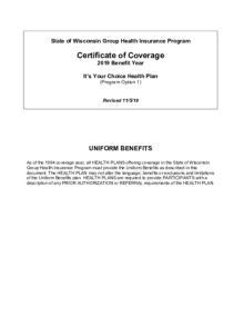 2019 State Of Wisconsin Group Health Insurance Program Certificate Of Coverage Iyc Health Plan Etf