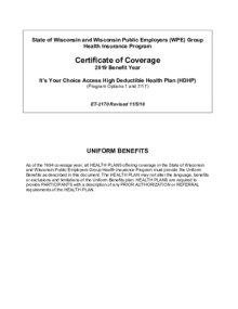 2019 State (PO1), WPE (PO7/17) Group Health Insurance Prog ...