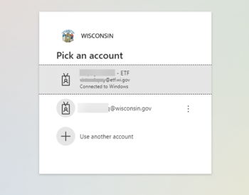 Pick an account screen